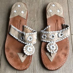 JACK ROGERS Tan and White Sandal Size 7